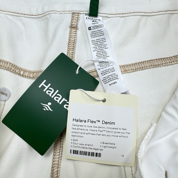 Halara Flex Carpenter Denim Jeans XL Ivory High Rise Straight Leg Stretch - Picture 6 of 9